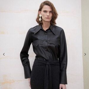 Nanushka Black Vegan Leather Shirt